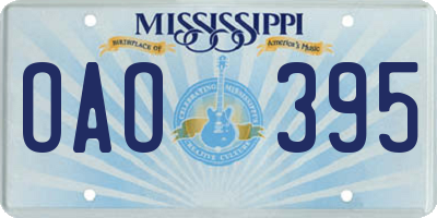 MS license plate OAO395