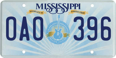 MS license plate OAO396