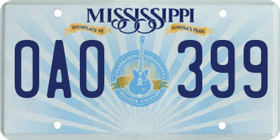MS license plate OAO399