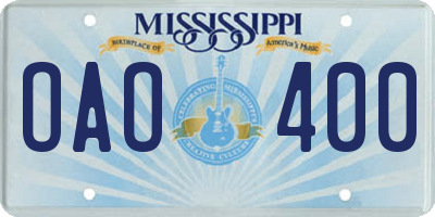 MS license plate OAO400