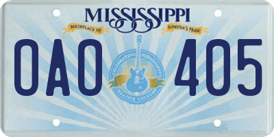 MS license plate OAO405