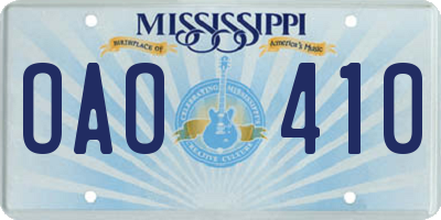 MS license plate OAO410