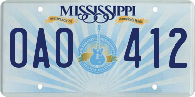MS license plate OAO412