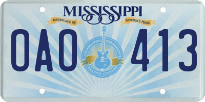 MS license plate OAO413