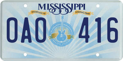 MS license plate OAO416