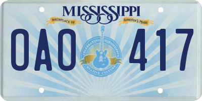 MS license plate OAO417