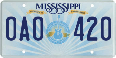 MS license plate OAO420