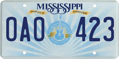 MS license plate OAO423