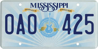 MS license plate OAO425