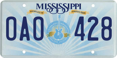 MS license plate OAO428