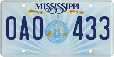 MS license plate OAO433