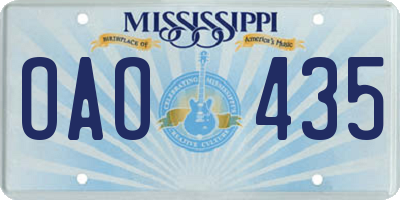 MS license plate OAO435