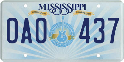 MS license plate OAO437