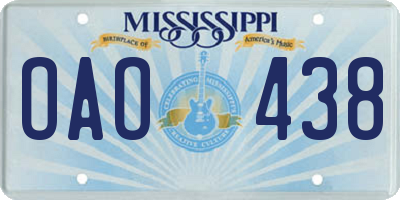 MS license plate OAO438