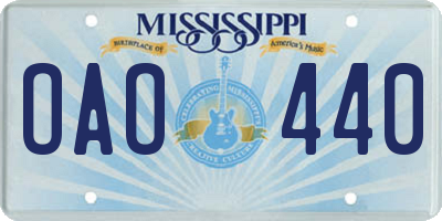 MS license plate OAO440