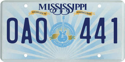MS license plate OAO441