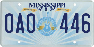MS license plate OAO446
