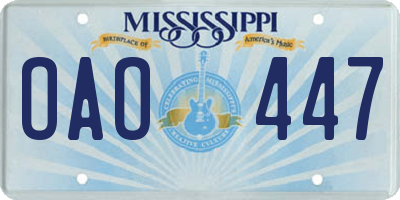 MS license plate OAO447