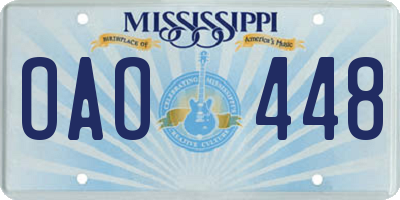 MS license plate OAO448