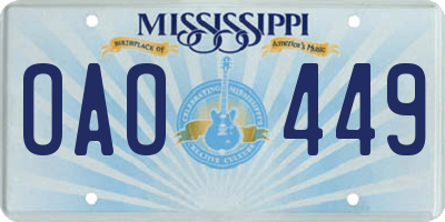 MS license plate OAO449