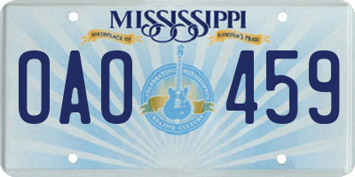 MS license plate OAO459