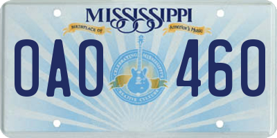 MS license plate OAO460