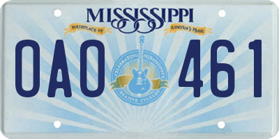 MS license plate OAO461