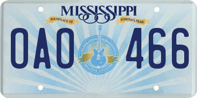 MS license plate OAO466