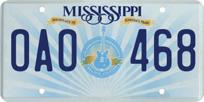 MS license plate OAO468