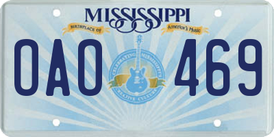 MS license plate OAO469