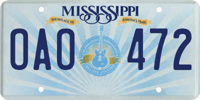 MS license plate OAO472