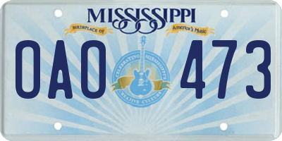 MS license plate OAO473