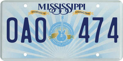 MS license plate OAO474