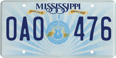 MS license plate OAO476