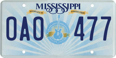 MS license plate OAO477