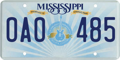 MS license plate OAO485
