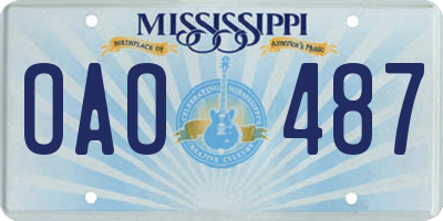 MS license plate OAO487