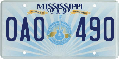 MS license plate OAO490