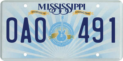 MS license plate OAO491
