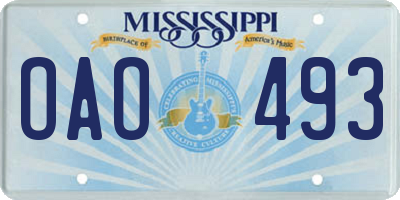 MS license plate OAO493