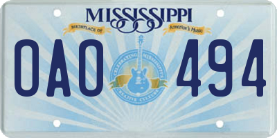 MS license plate OAO494