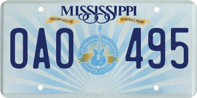 MS license plate OAO495