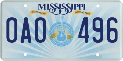 MS license plate OAO496