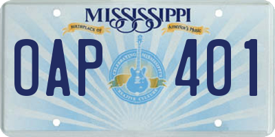 MS license plate OAP401