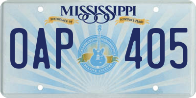 MS license plate OAP405