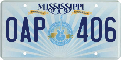 MS license plate OAP406