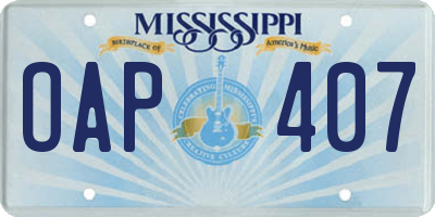 MS license plate OAP407