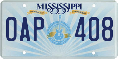 MS license plate OAP408