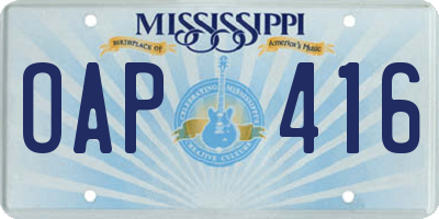 MS license plate OAP416