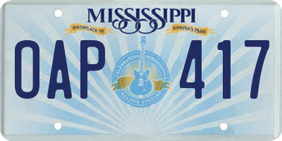 MS license plate OAP417